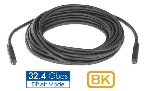 全新支持 8K 视音频、数据和电源的有源光铜混合 USB-C® 电缆!